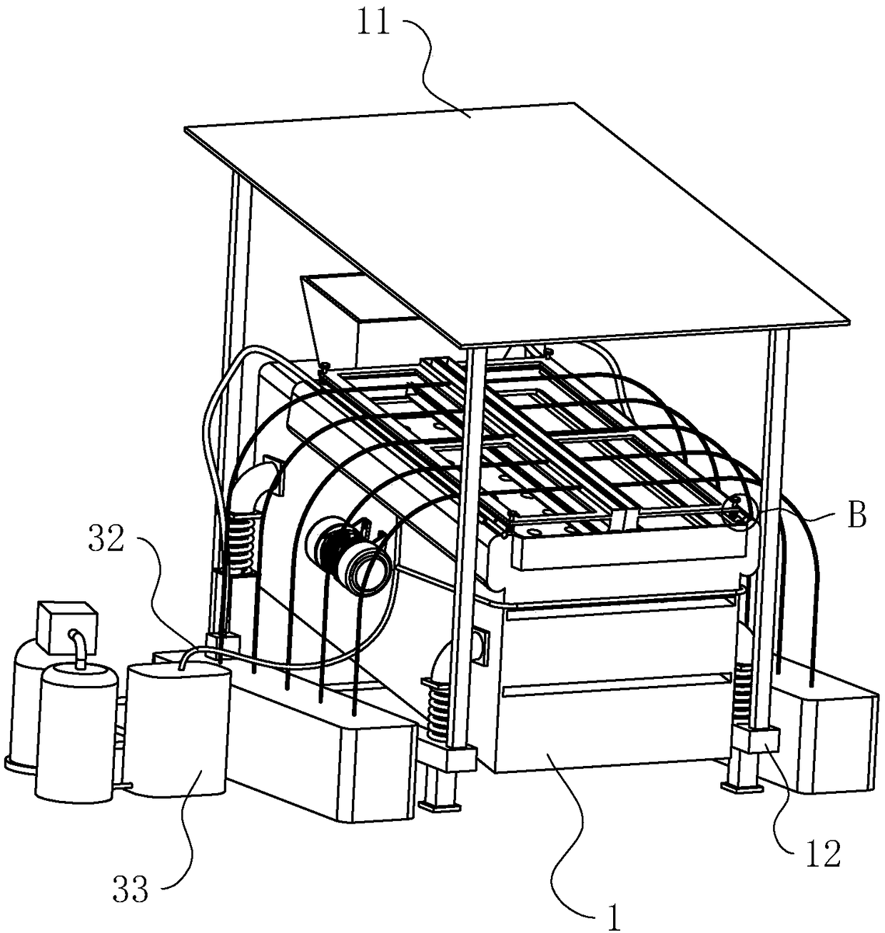 Dust removal device for vibrating screen