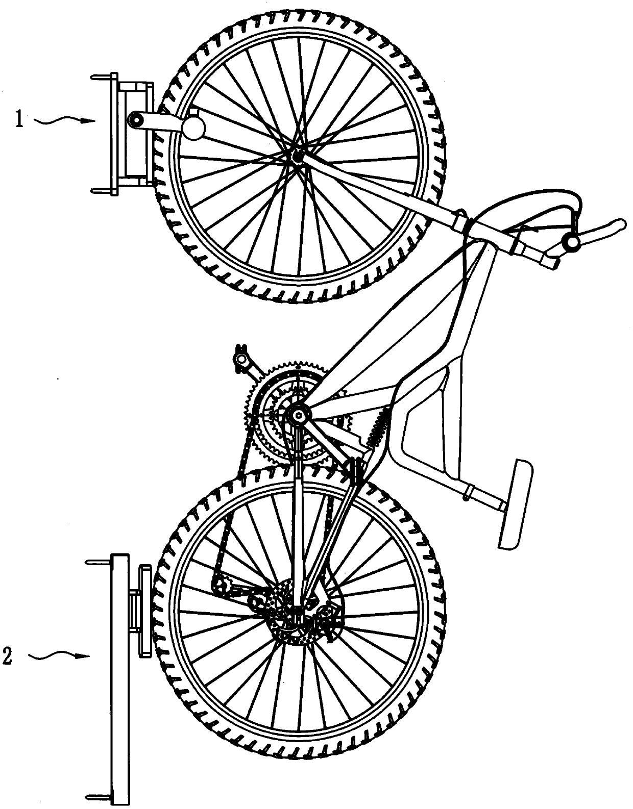 Swingable bicycle vertical parking device