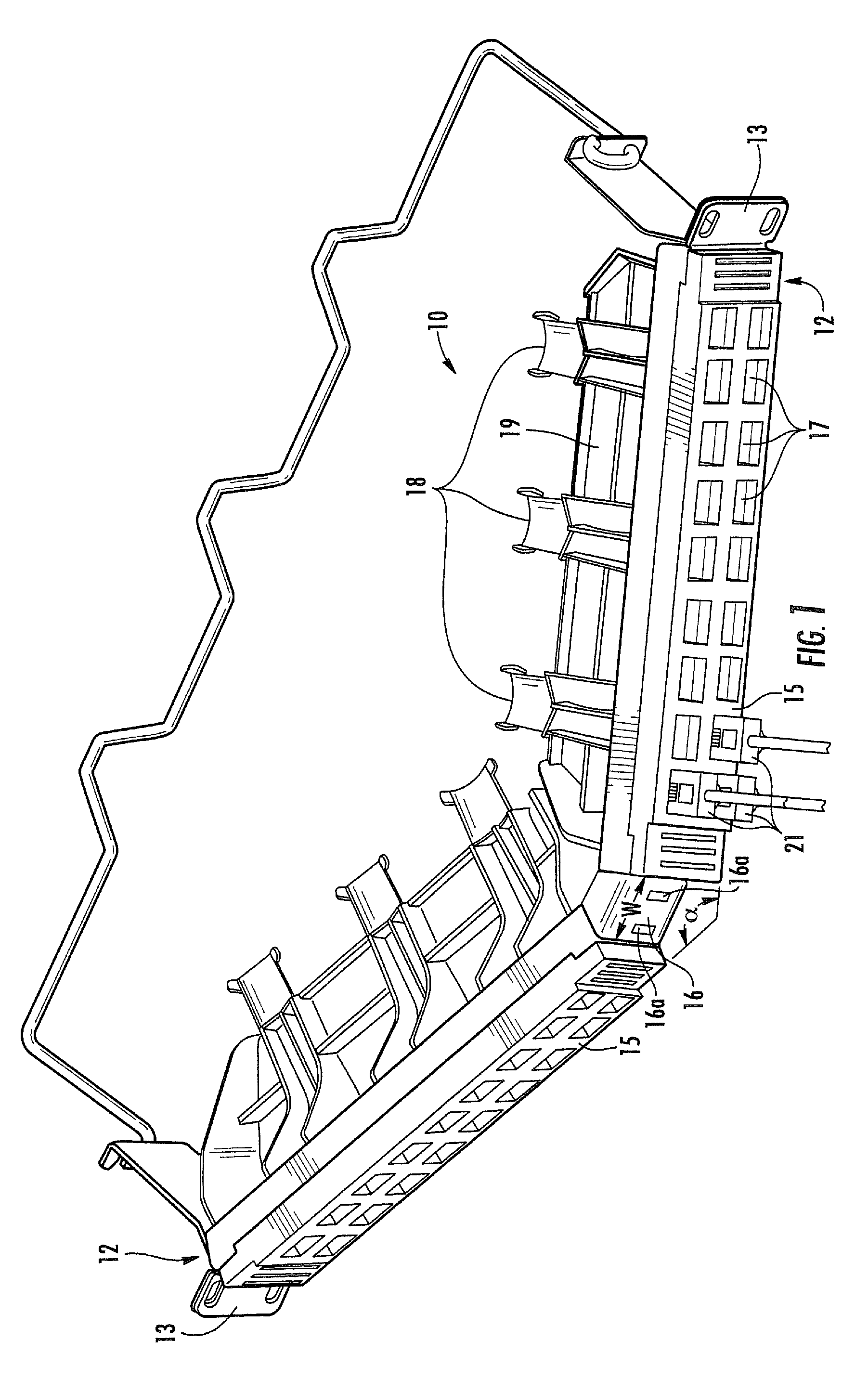 Angled patch panel with removable forwardly-extending display