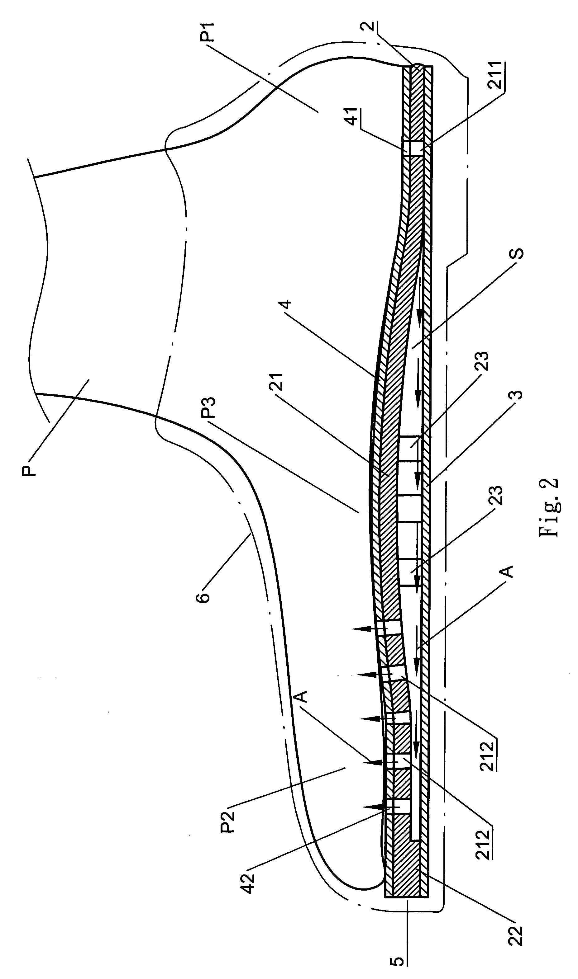 Breathing insole with ventilating function