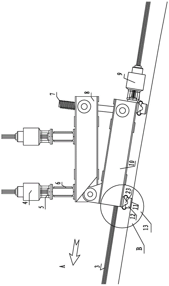 A traction tool hanger device for replacing the hanger rod of a steel tube truss concrete arch bridge