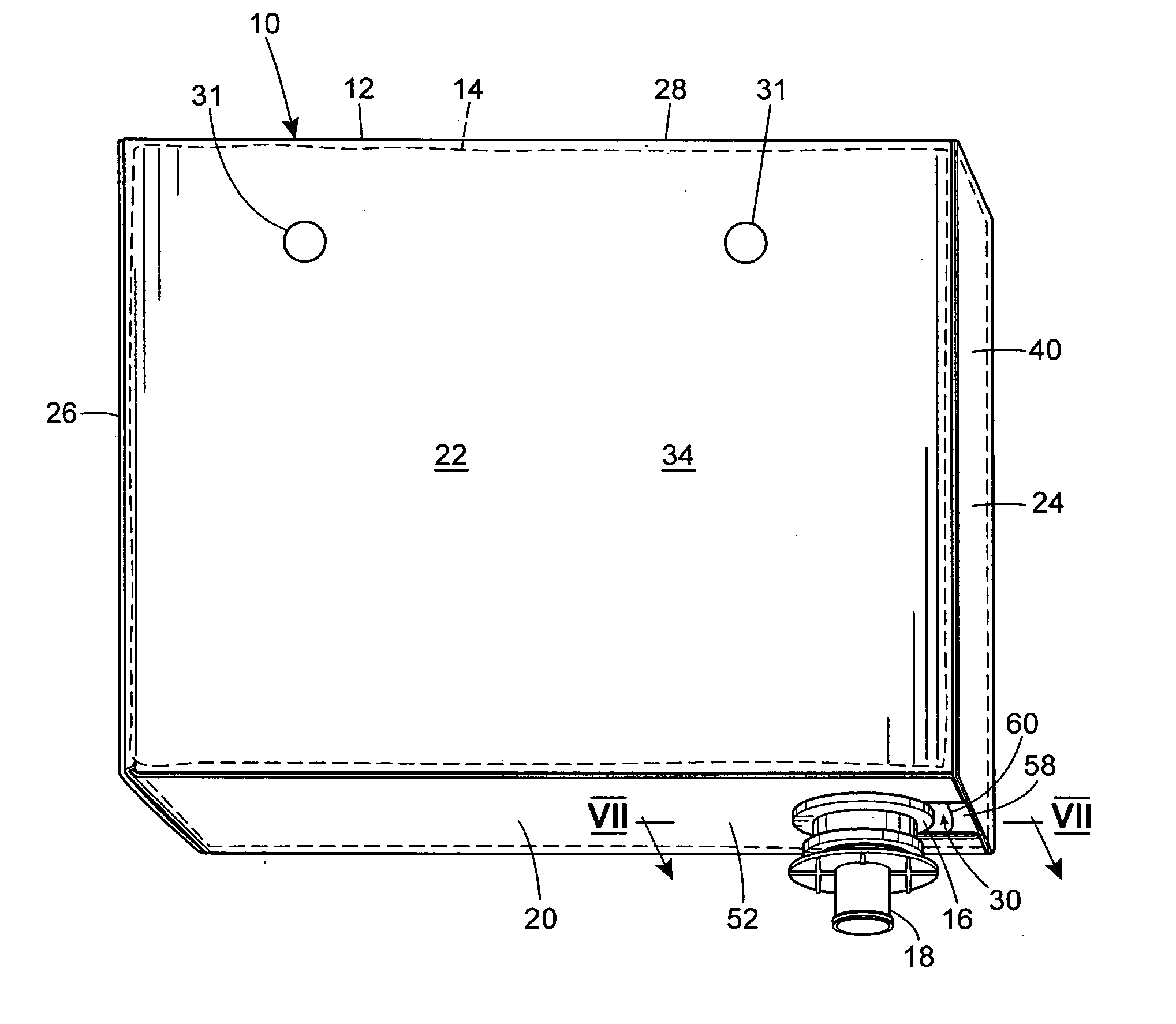 Container for holding flexible bag