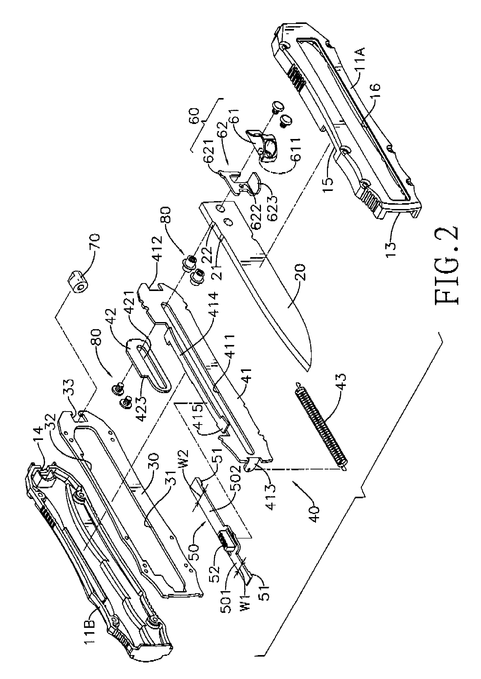 Retractable blade knife with opening assisted mechanism