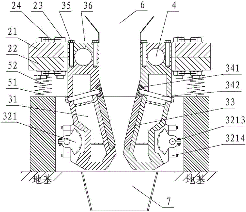 Vibration self-synchronizing crusher of double vibrators