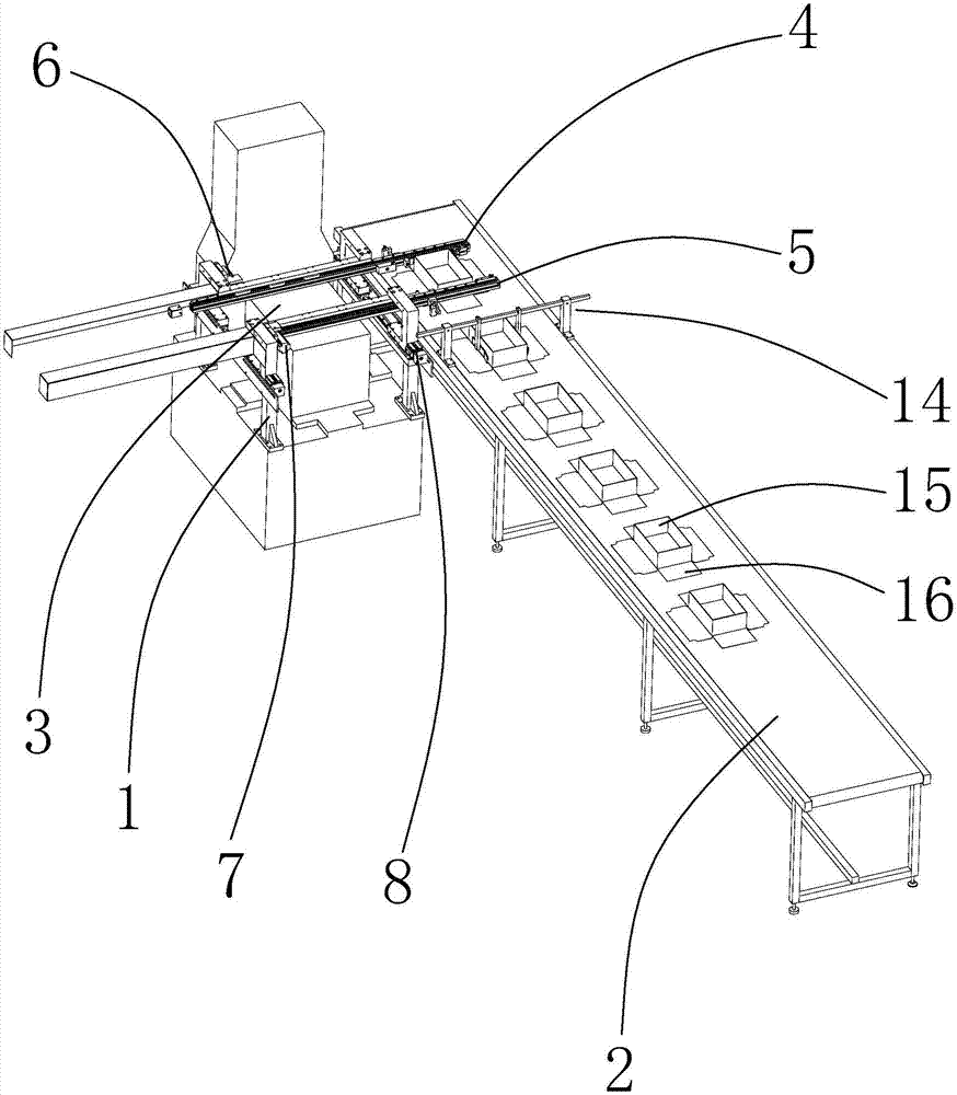 Automatic material charging mechanism for box packing machine and box packing machine and method