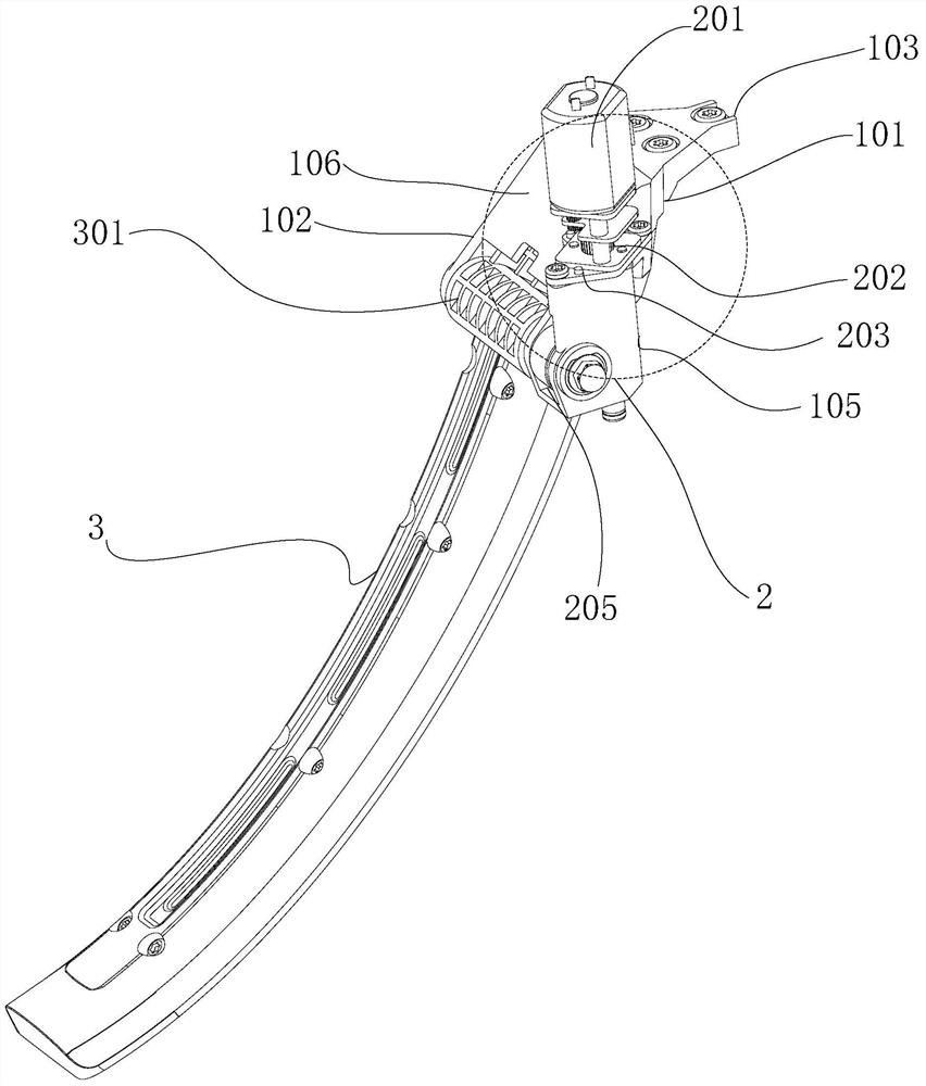 A tripod structure utilizing the opening and closing of the worm gear