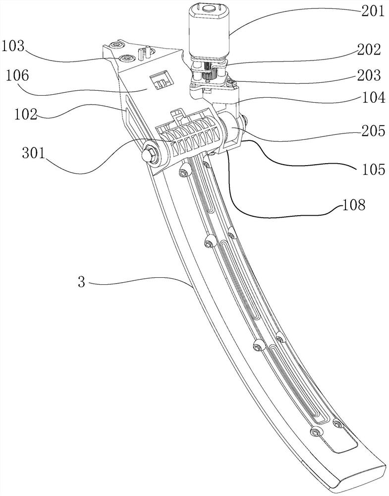 A tripod structure utilizing the opening and closing of the worm gear