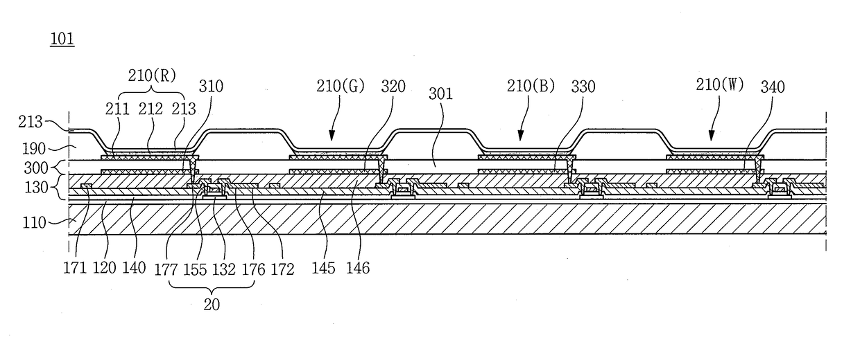 Display device comprising gray color filter