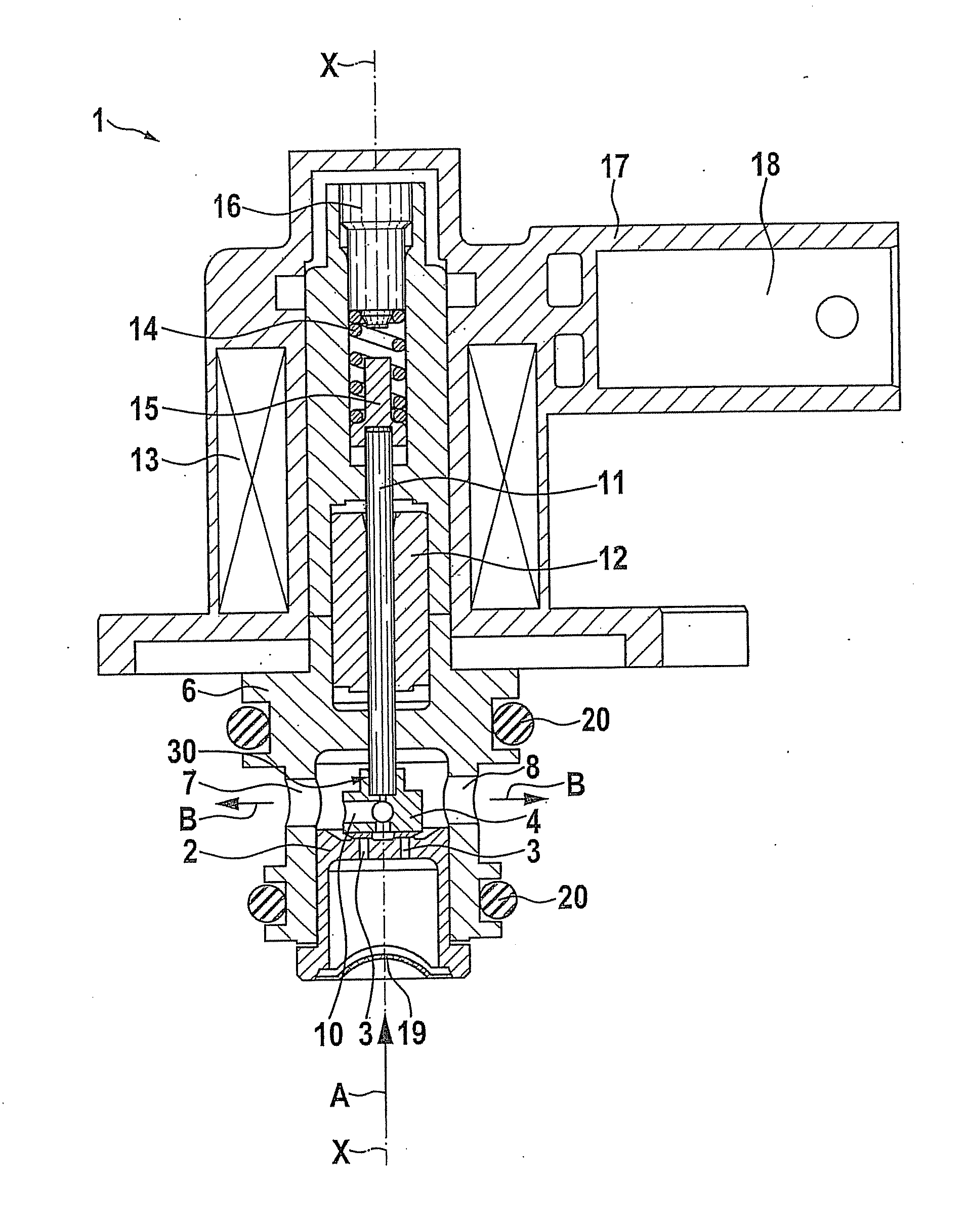 Proportional valve having an improved sealing seat