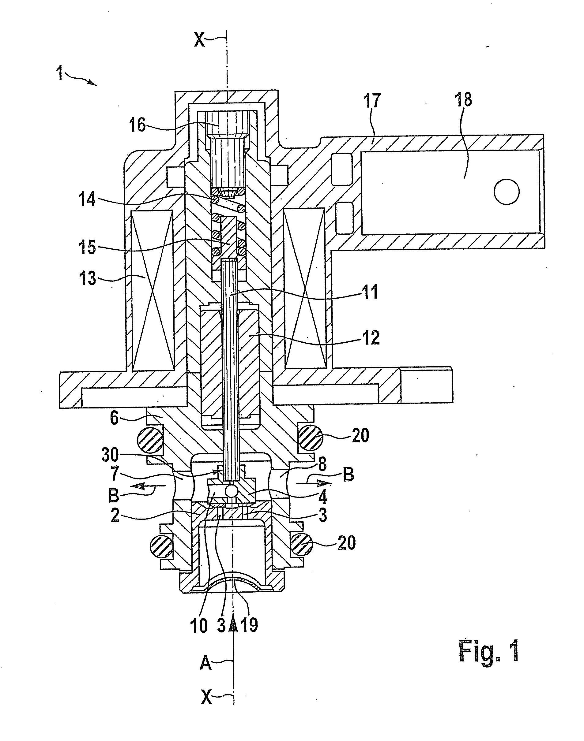 Proportional valve having an improved sealing seat