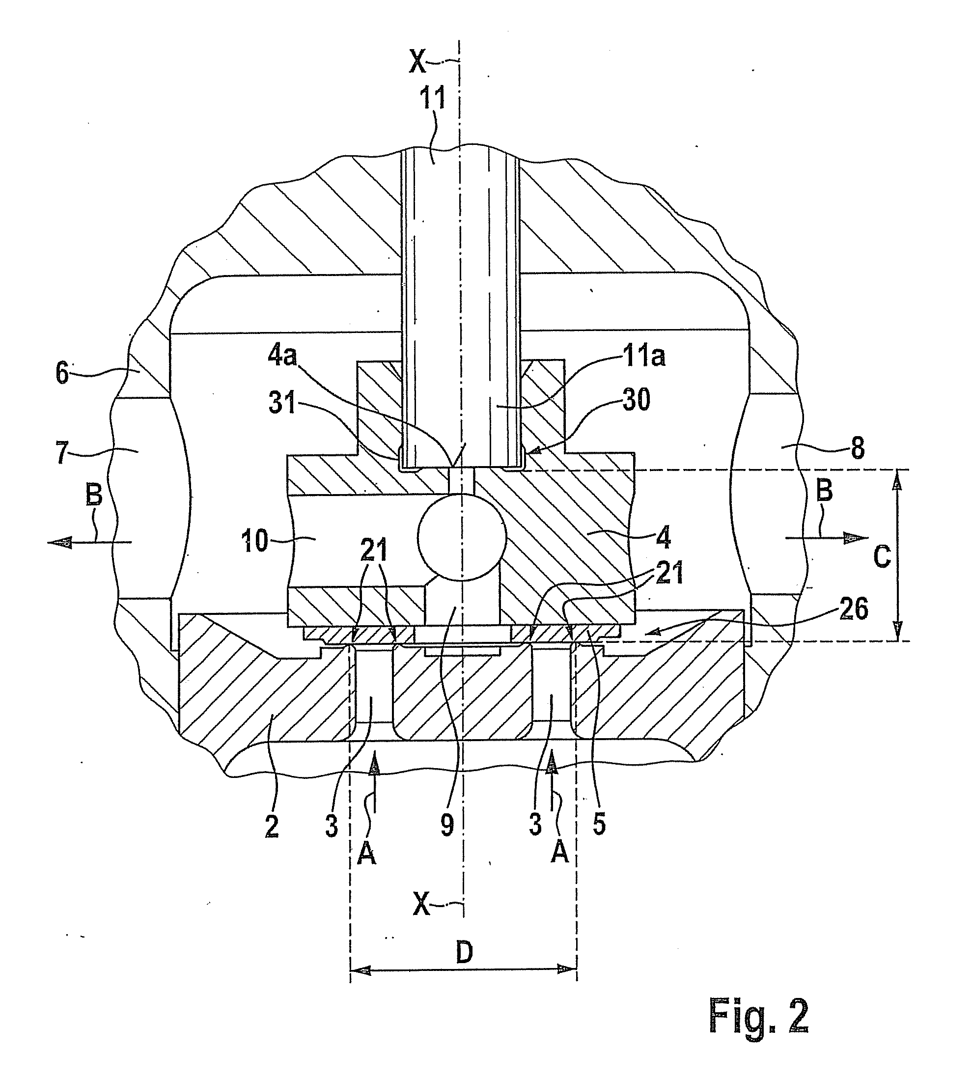 Proportional valve having an improved sealing seat