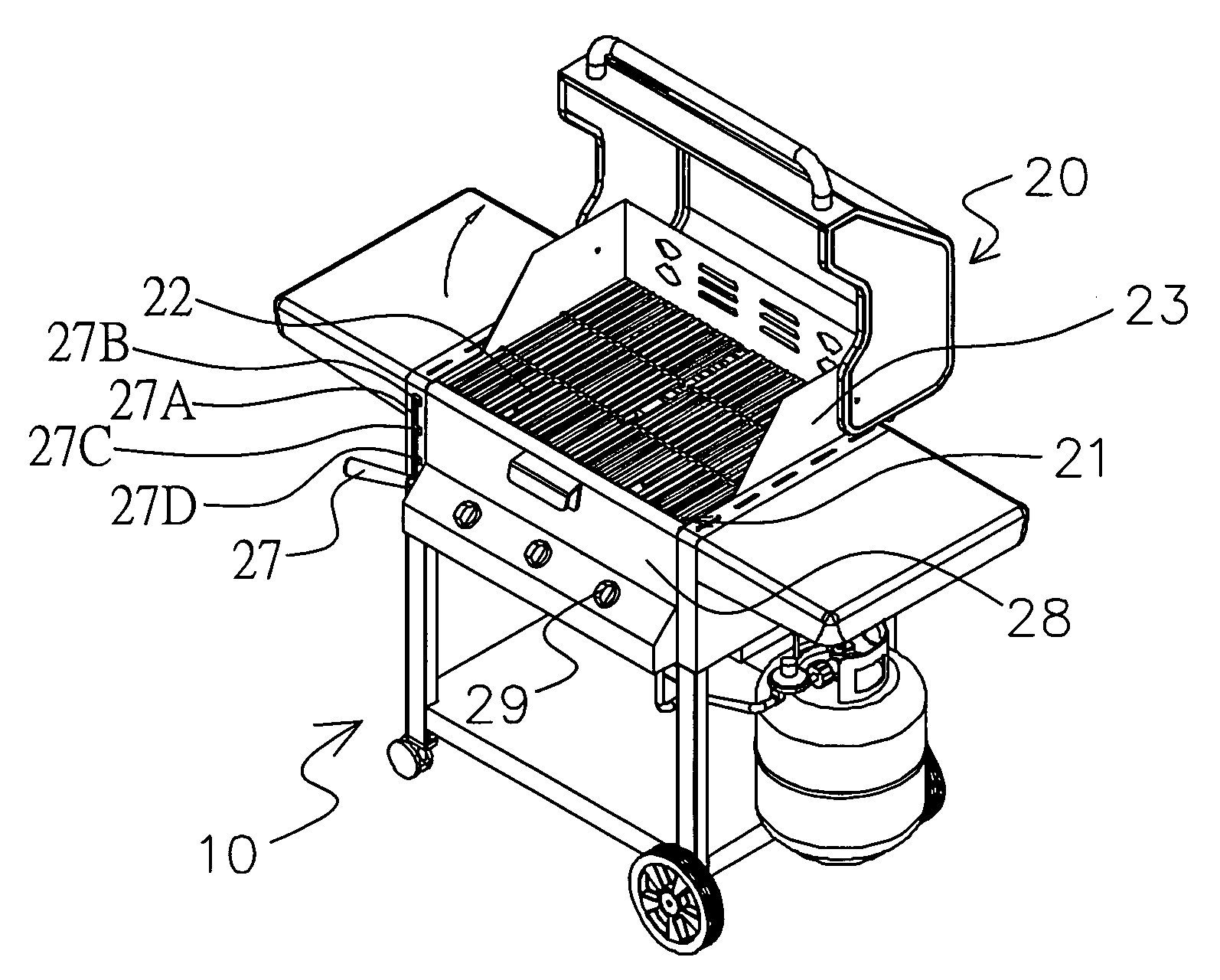 Barbecuing push cart