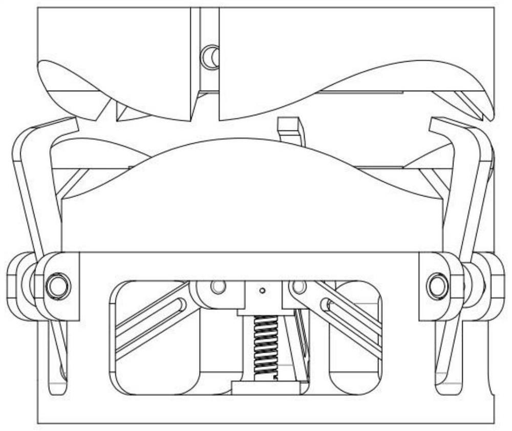 Small space docking mechanism based on profile-guided three-jaw locking action sequence