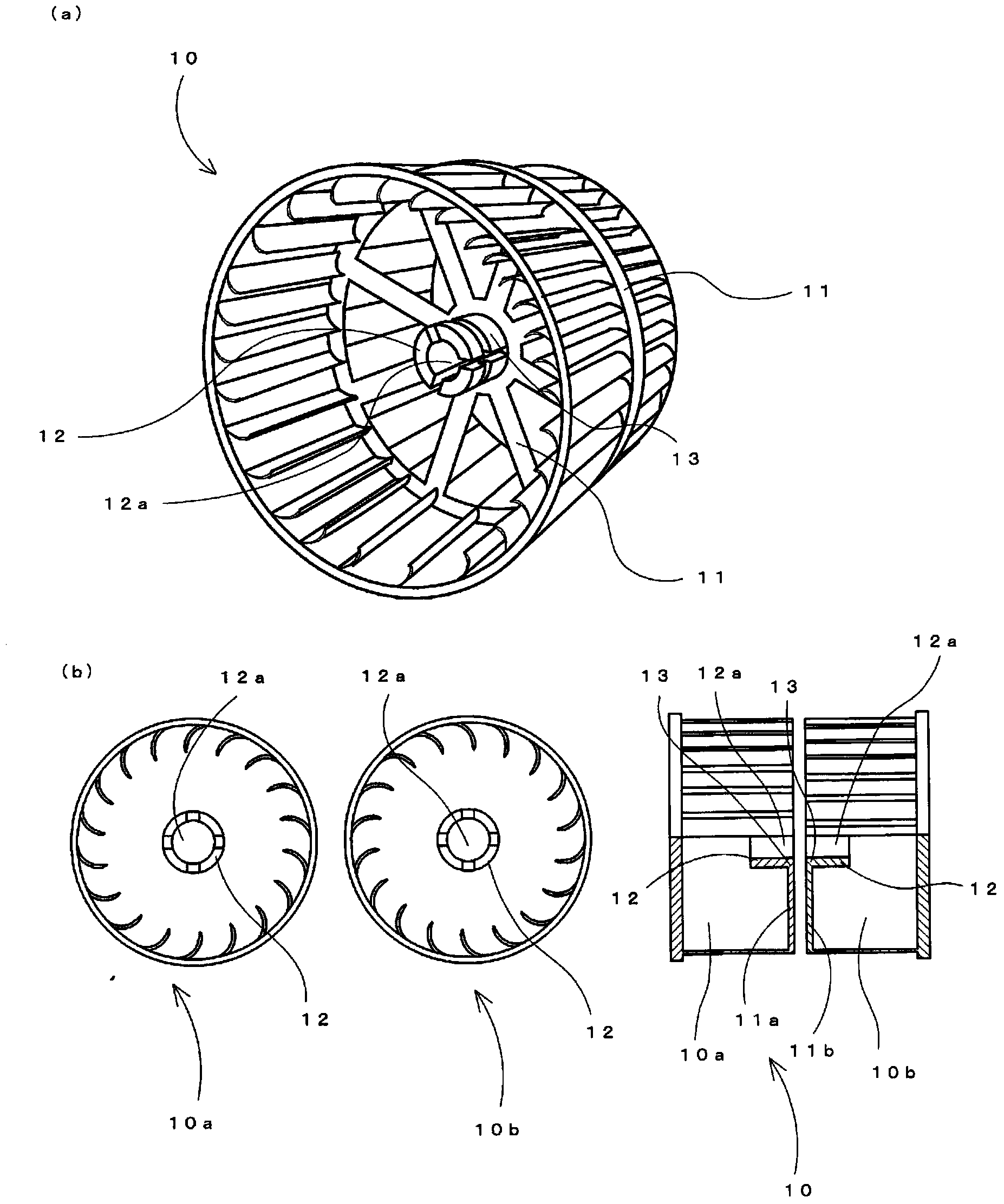 Shaft-type cross-flow fan and method for manufacturing same