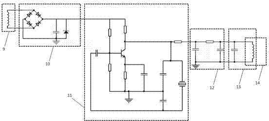 Angle measuring method based on wireless power transmission and electromagnetic induction