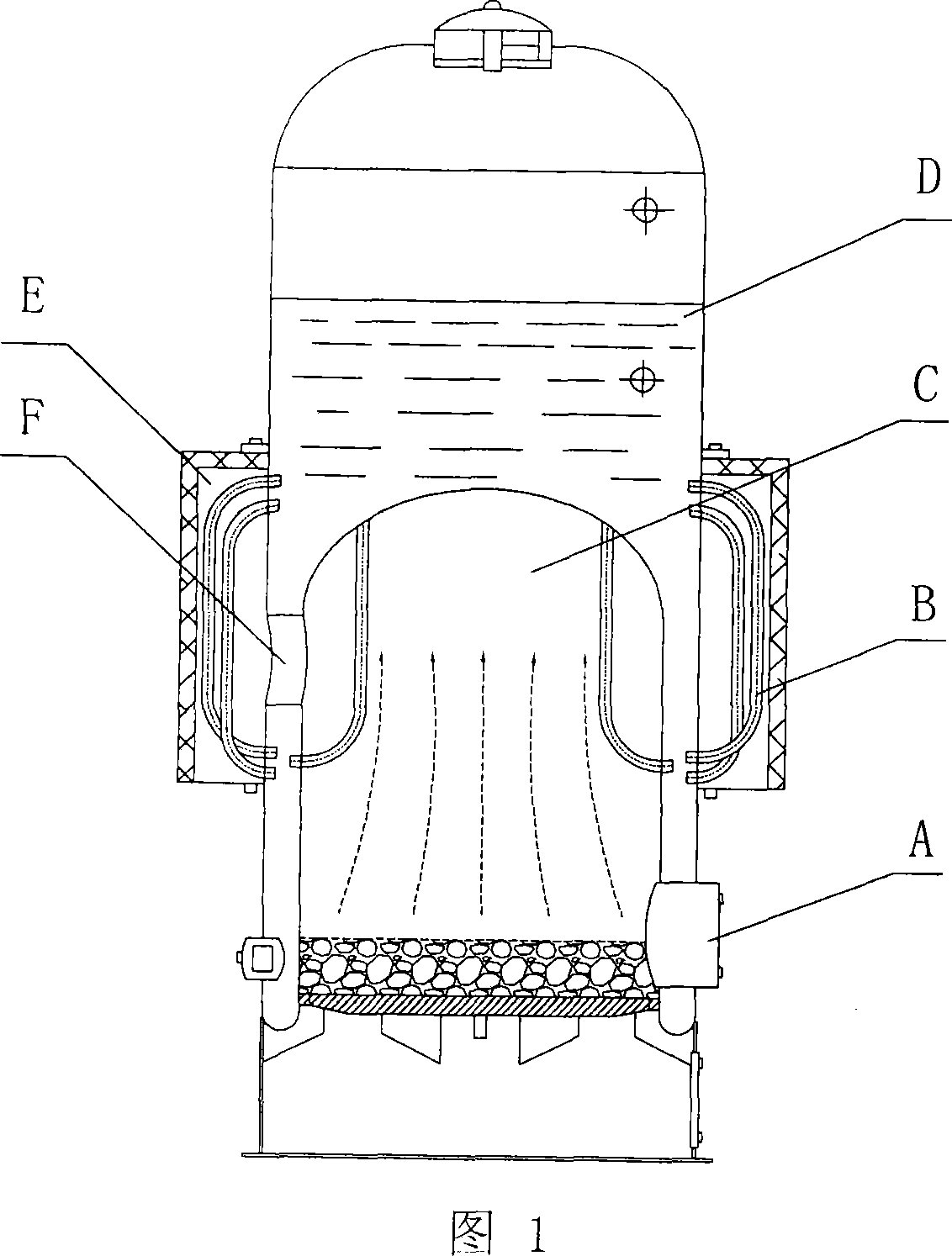 Vertical smokeless steam boiler of Venturi tube effect