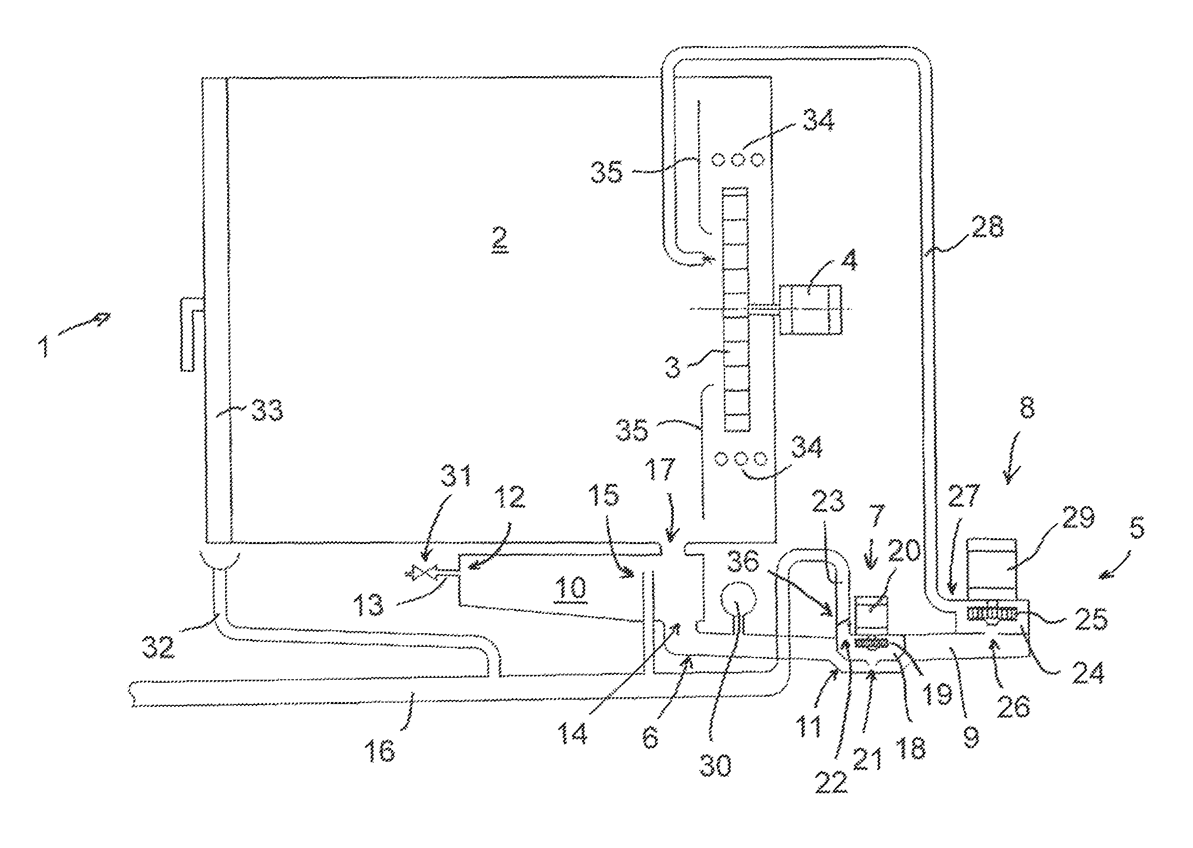 Cleaning device for kitchen appliances and pump systems