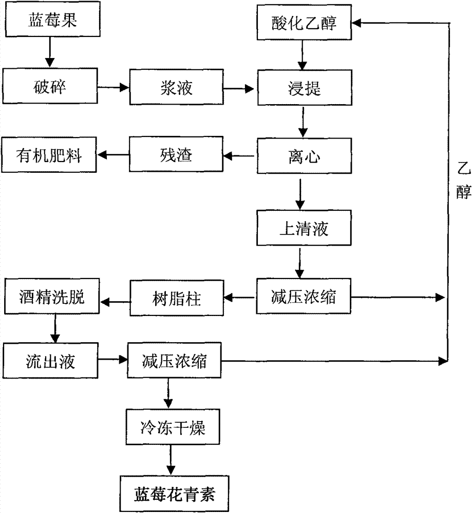 Method for extracting blueberry anthocyanin