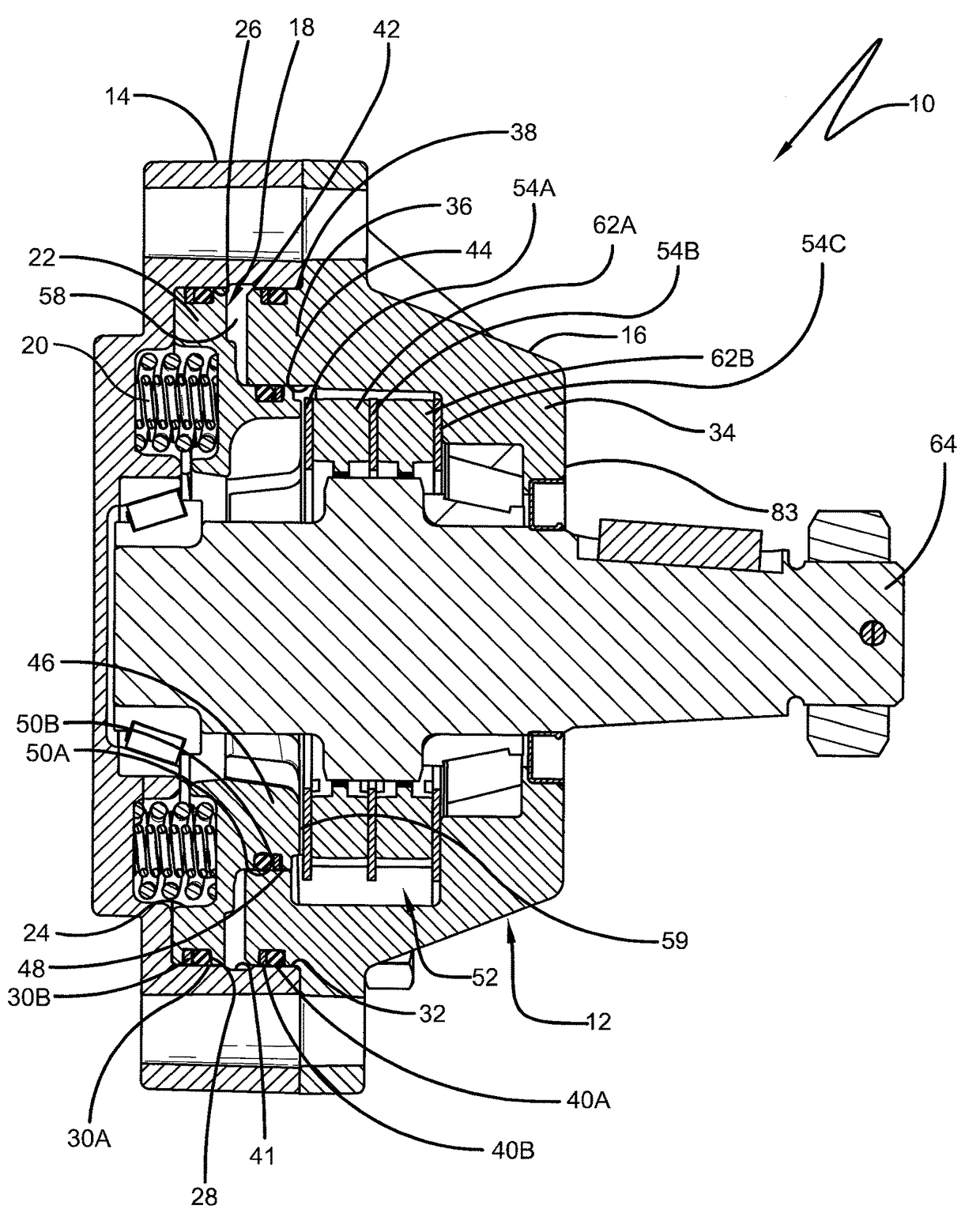 Spring applied, hydraulically released wheel-mount brake having improved stationary disc support