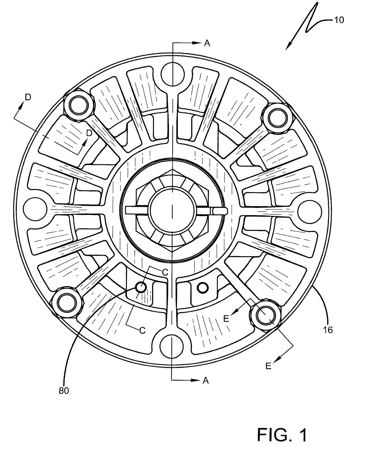 Spring applied, hydraulically released wheel-mount brake having improved stationary disc support