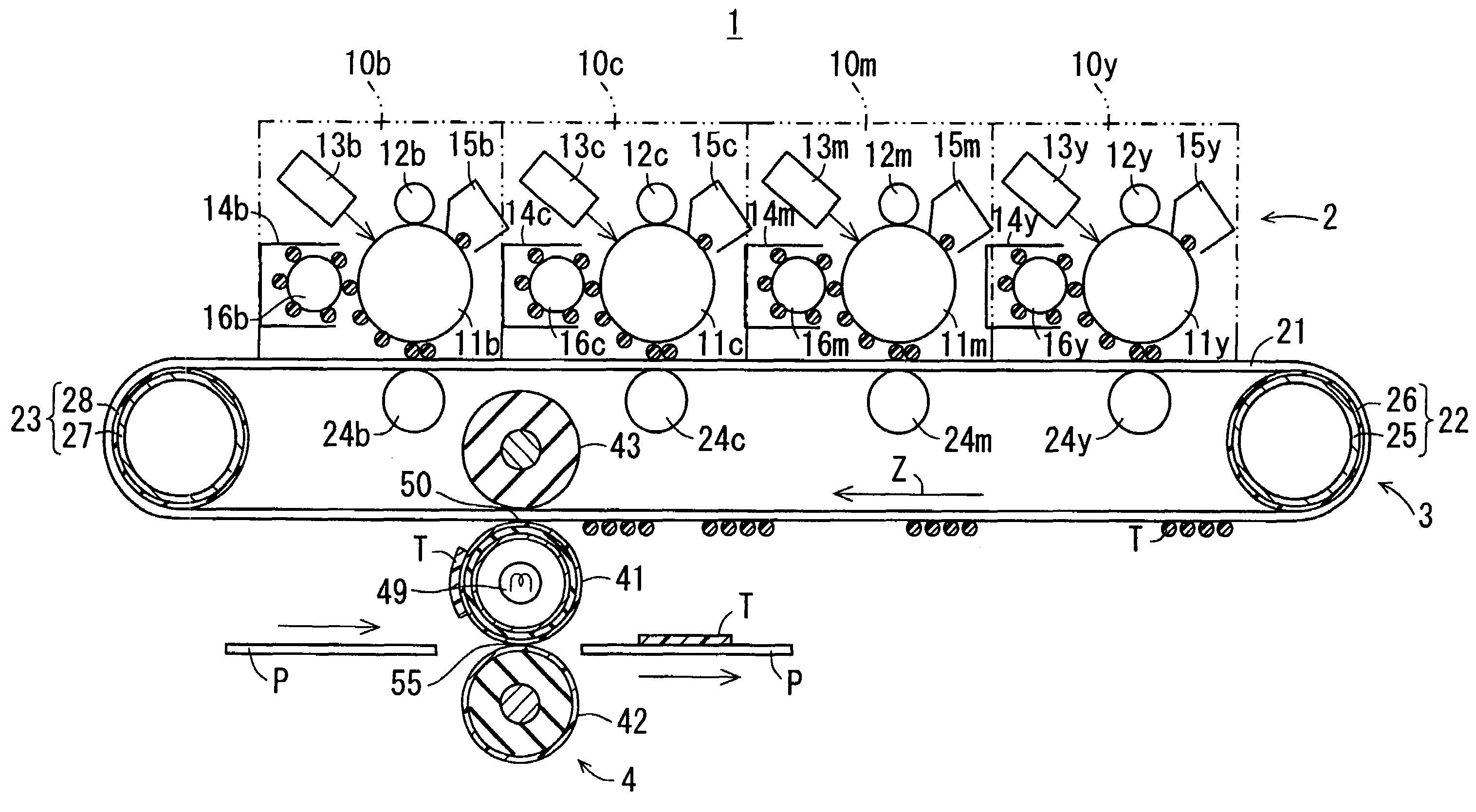 Image forming apparatus with increased transfer efficiency