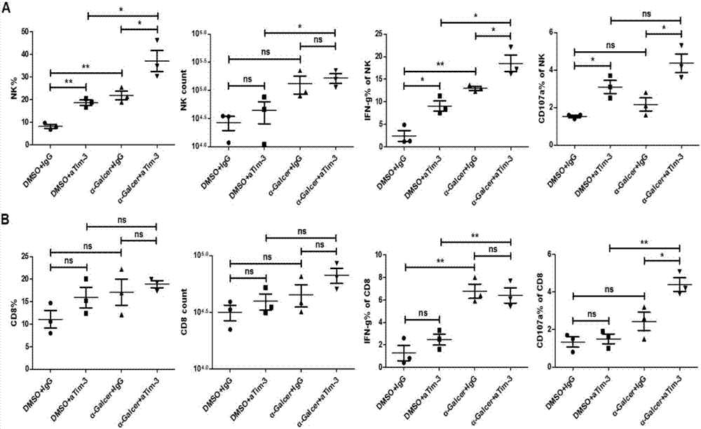 Reverse hepatitis B chronic virus infection Tim-3 antibody and alpha-galcer combination and application