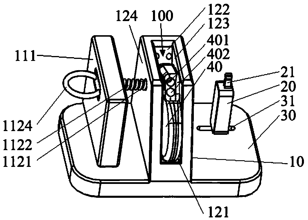 Fixing device for in-vitro test of pacemaker, test device, and test method