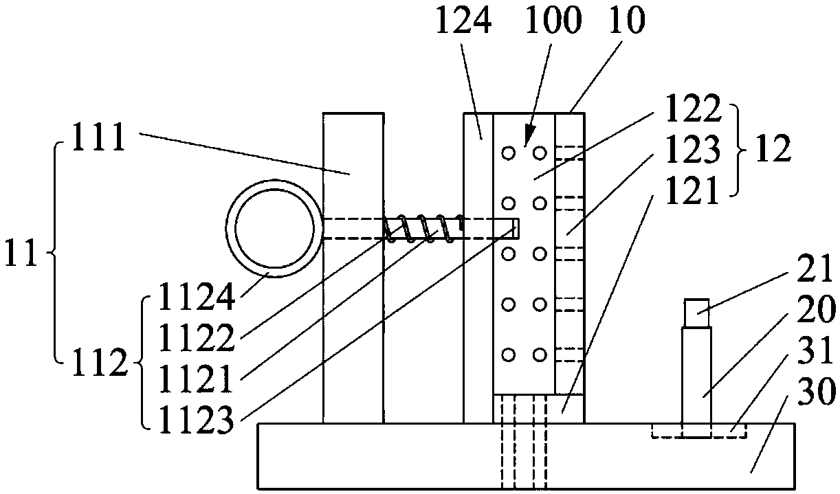 Fixing device for in-vitro test of pacemaker, test device, and test method