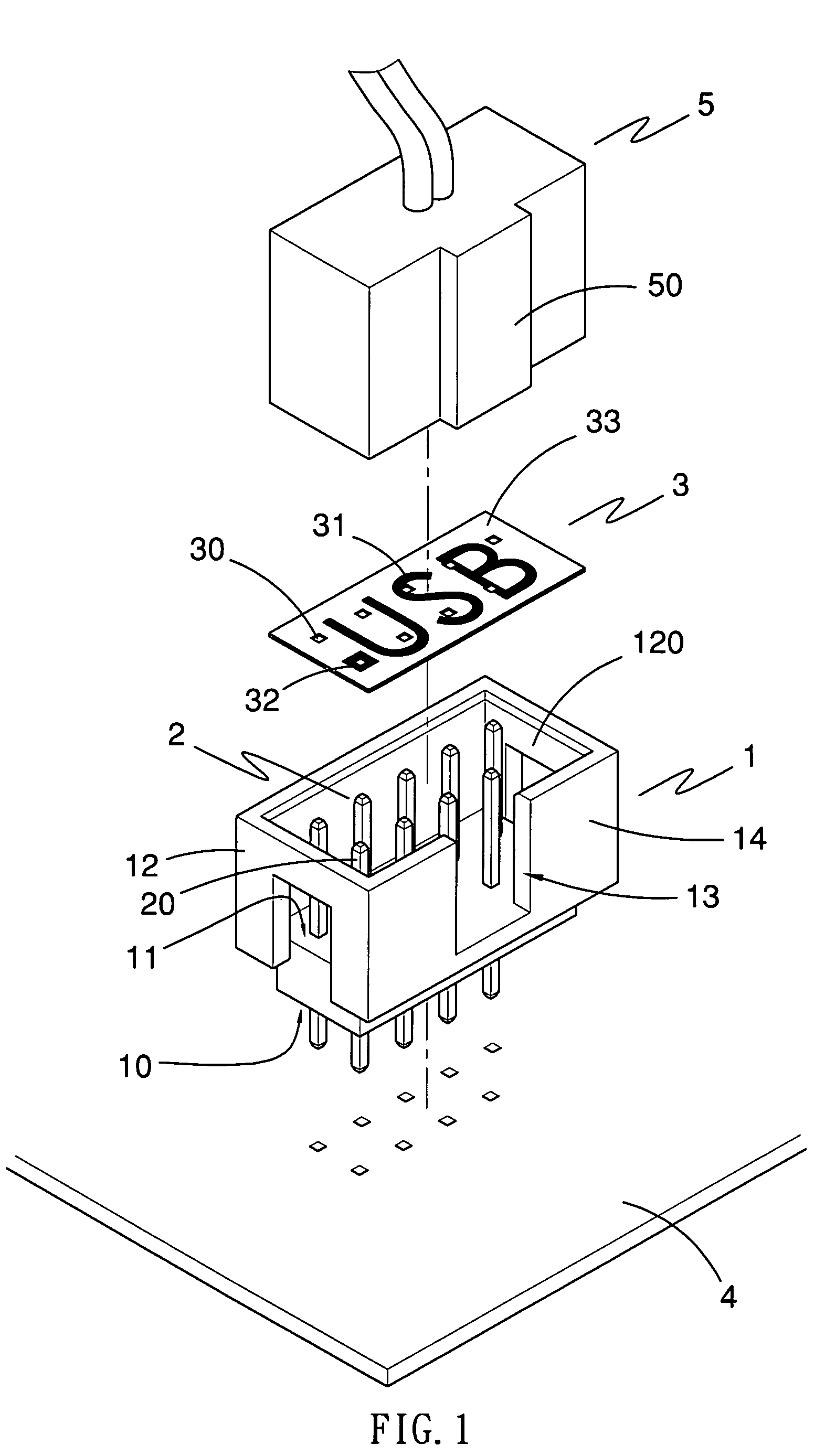 PCB connector with identifiable characters