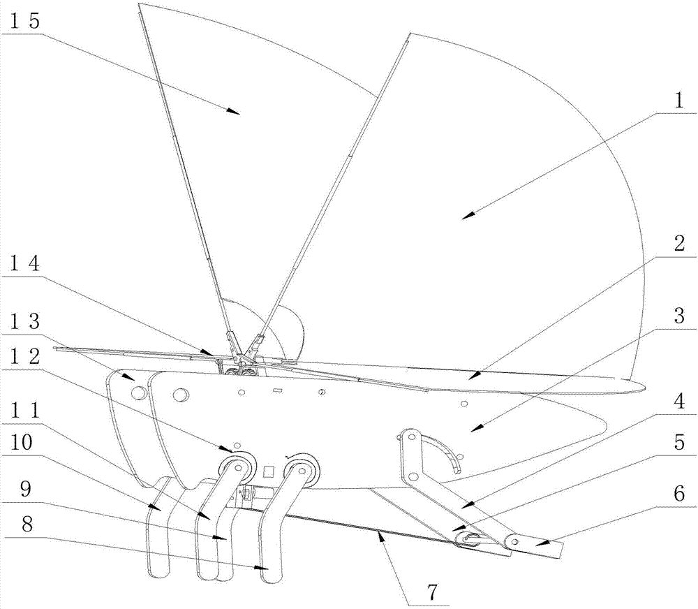 Locust-simulating flying and jumping robot based on metamorphic mechanism and flying control method thereof