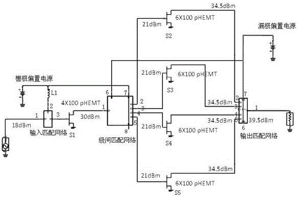 4.0-5.0 GHz 8W GaN monolithic power amplifier and design method