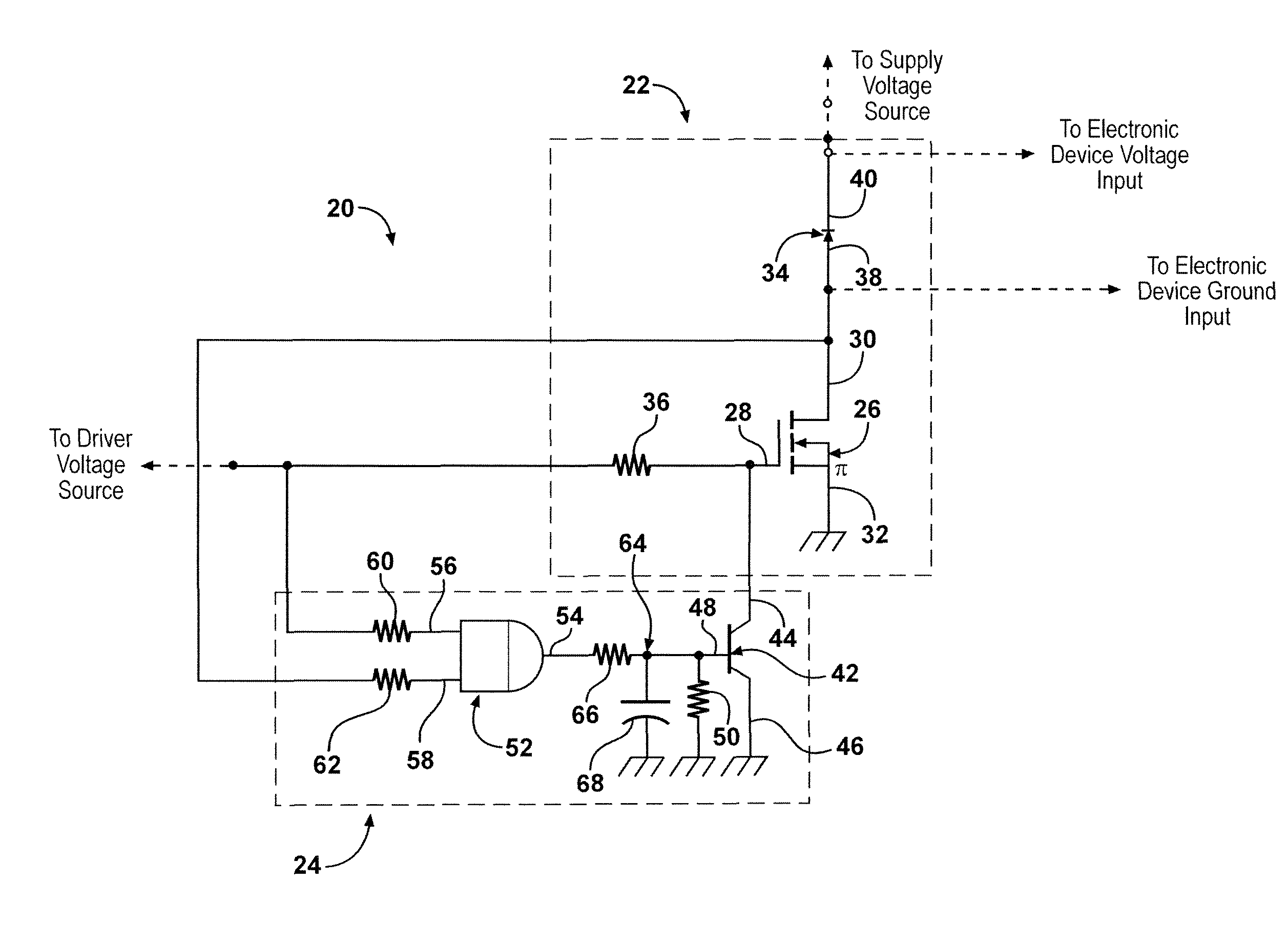 Low side driver with short to battery protection