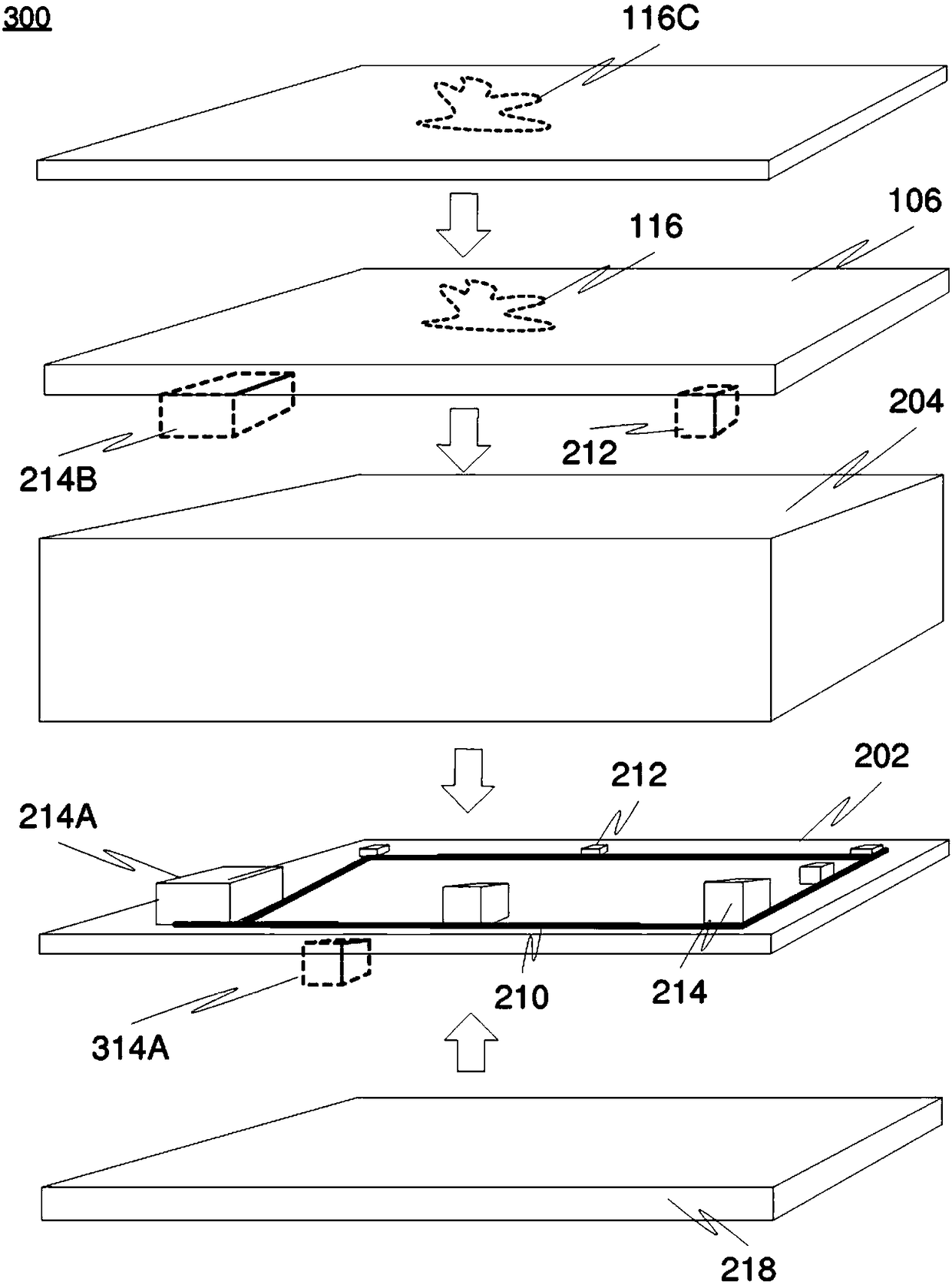 Multilayer structure with embedded multilayer electronics