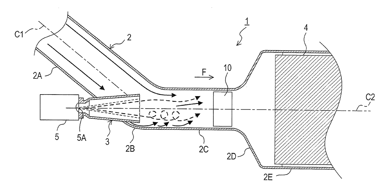 Exhaust gas stirring device