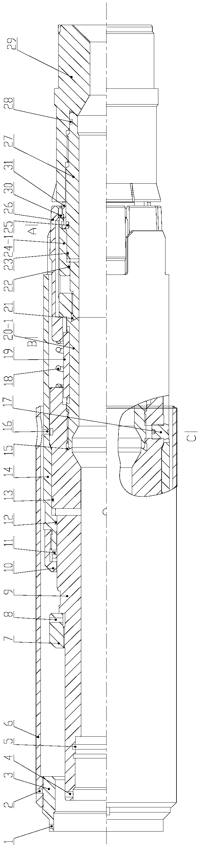 The tool and its construction method for sending sand control pipe strings into and out of horizontal wells with gravel