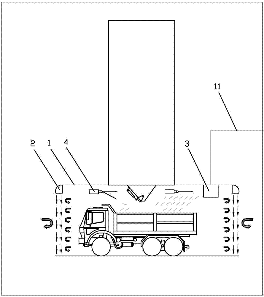 Loading region asphalt smoke adsorption treatment system and treatment method for asphalt agitating plant