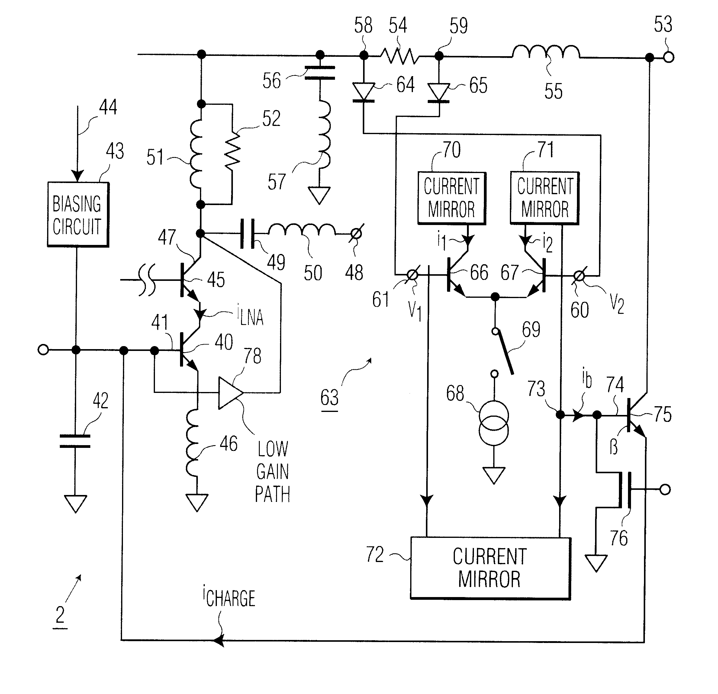 Radio frequency device with fast charging of an input capacitance