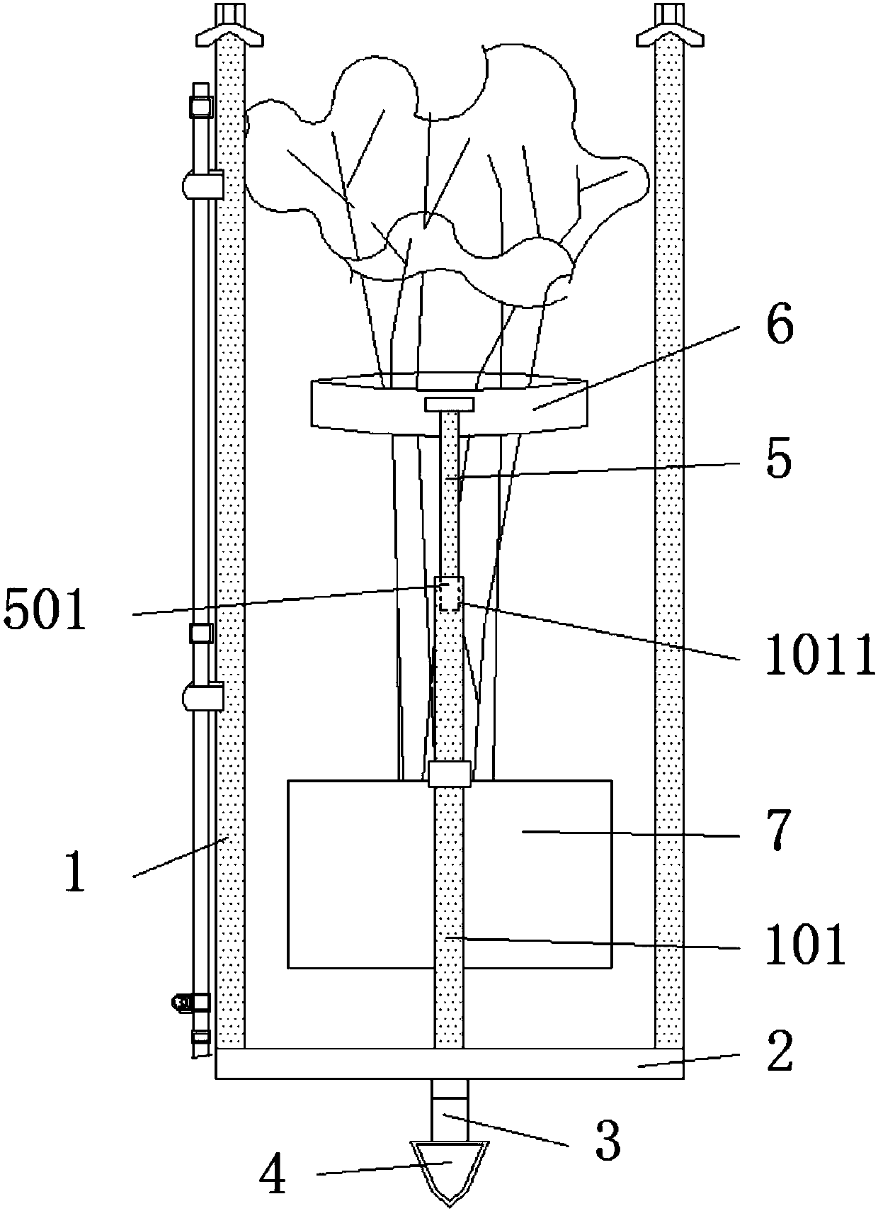 Pre-assisted Chinese yew seedling planting and watering device