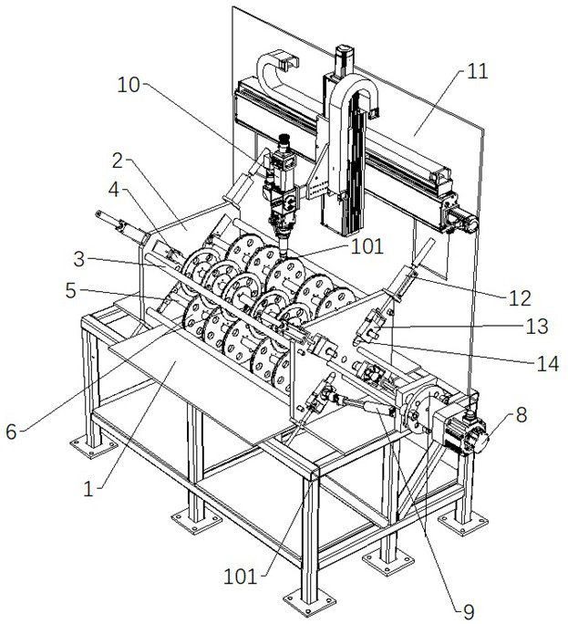 A diesel engine exhaust manifold bellows welding device