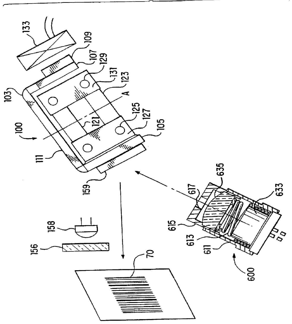 Scan module with pin stop