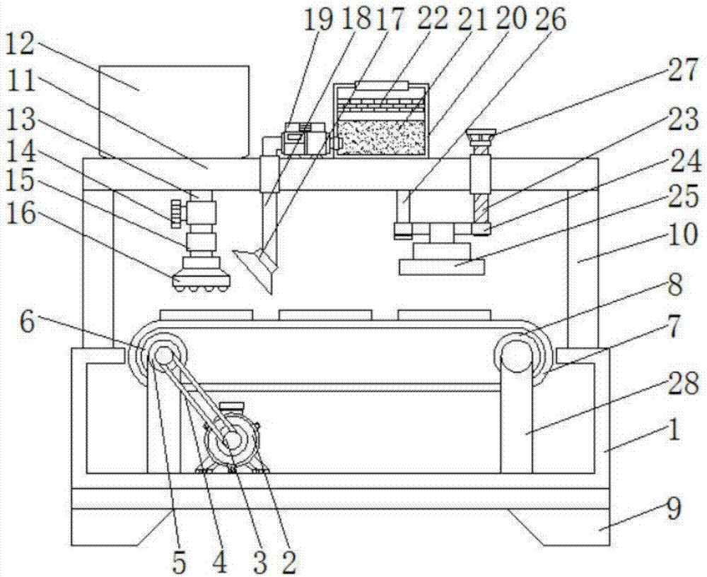 Ceramic tile production glaze spraying device capable of reducing pollution