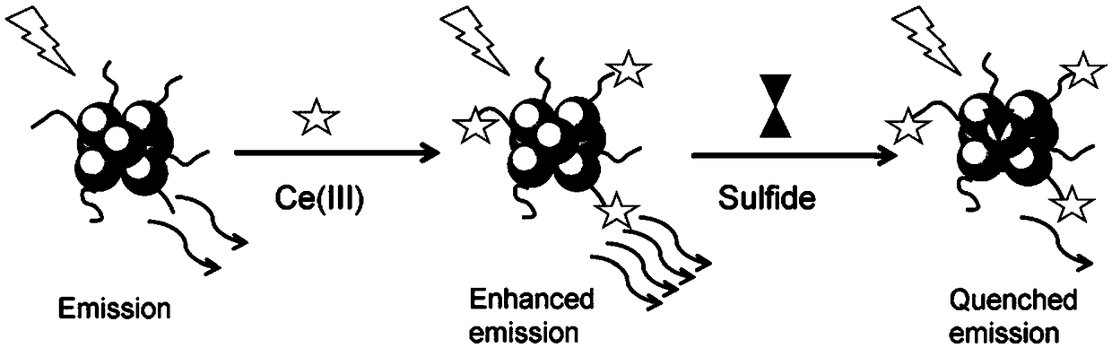 Sulfide ion detection method based on Ce(III)/AgNCs composite nano cluster material