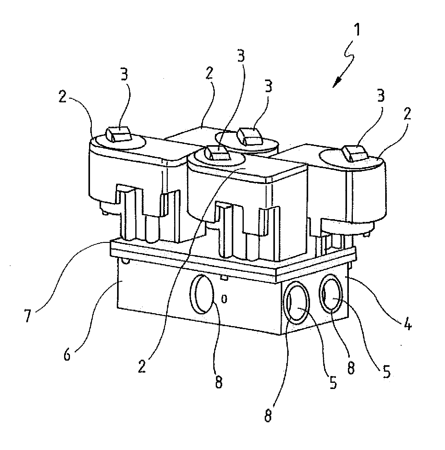 Valve block assembly for several valves