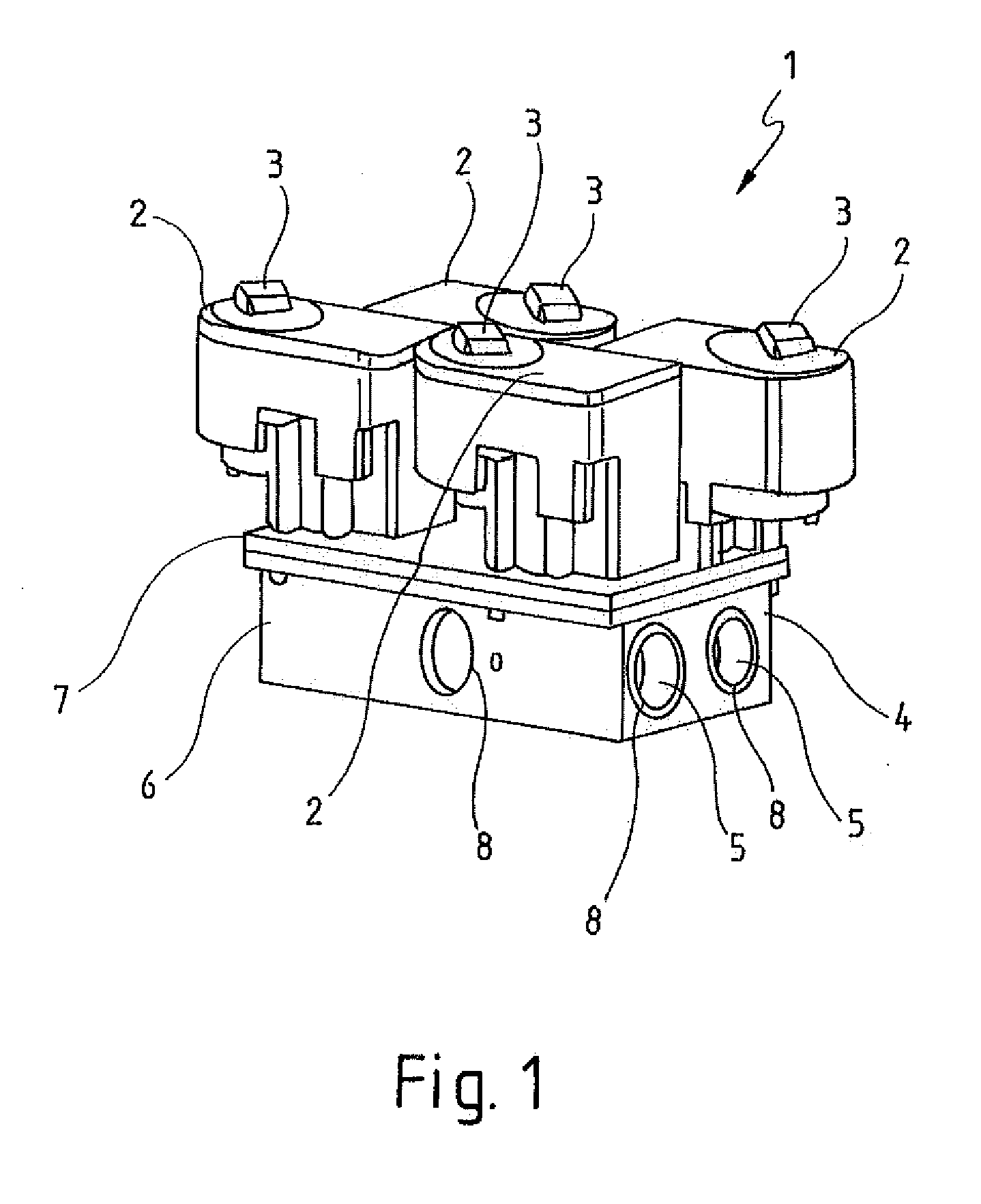 Valve block assembly for several valves