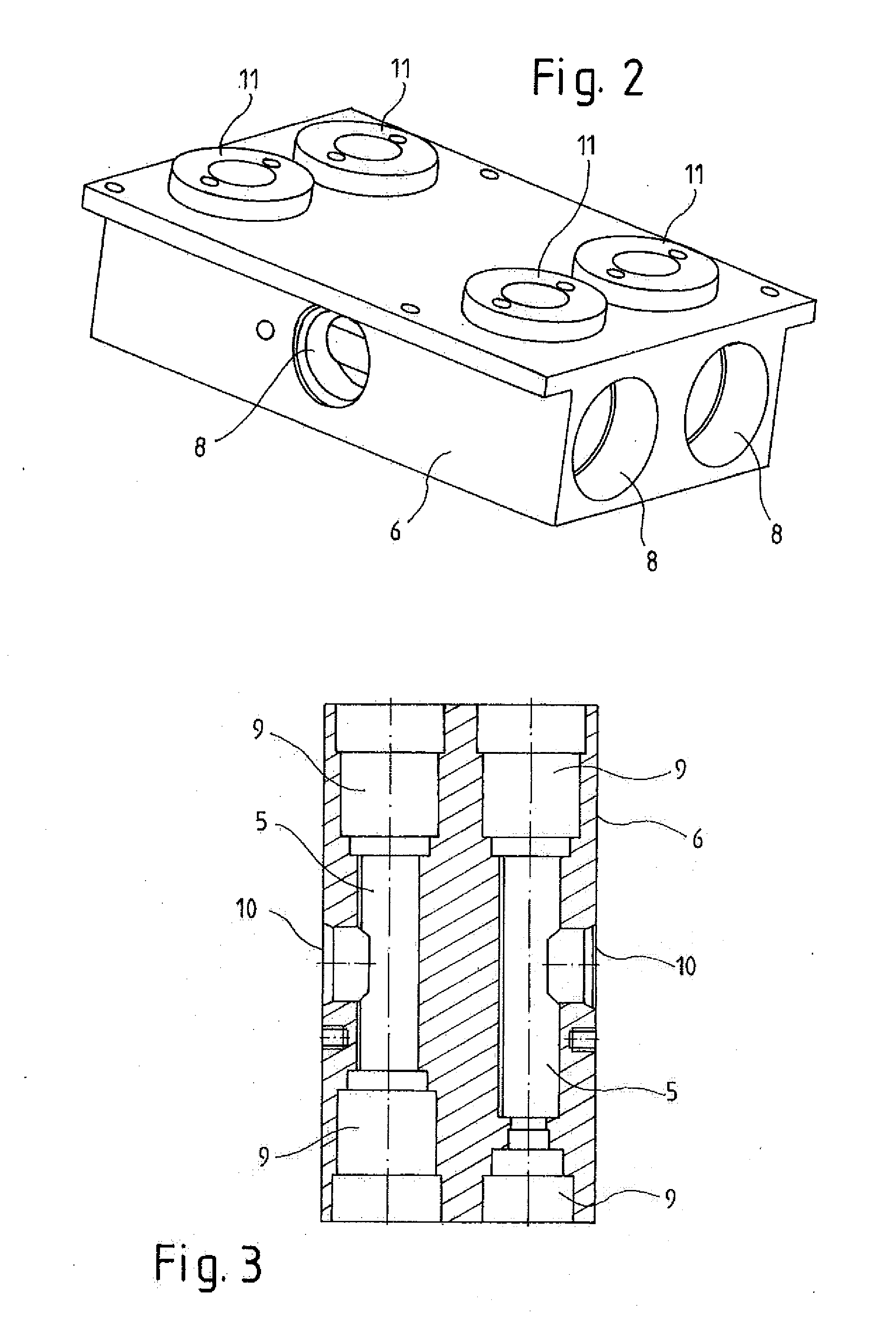 Valve block assembly for several valves