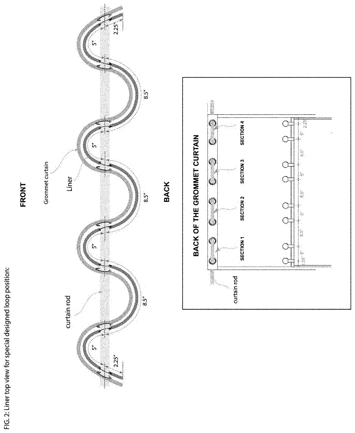 Interlocking ring curtain liner and curtain systems thereof