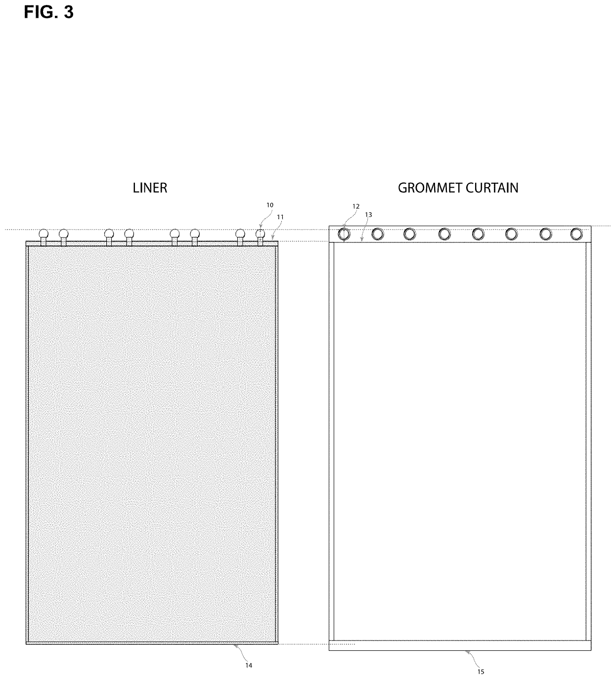 Interlocking ring curtain liner and curtain systems thereof