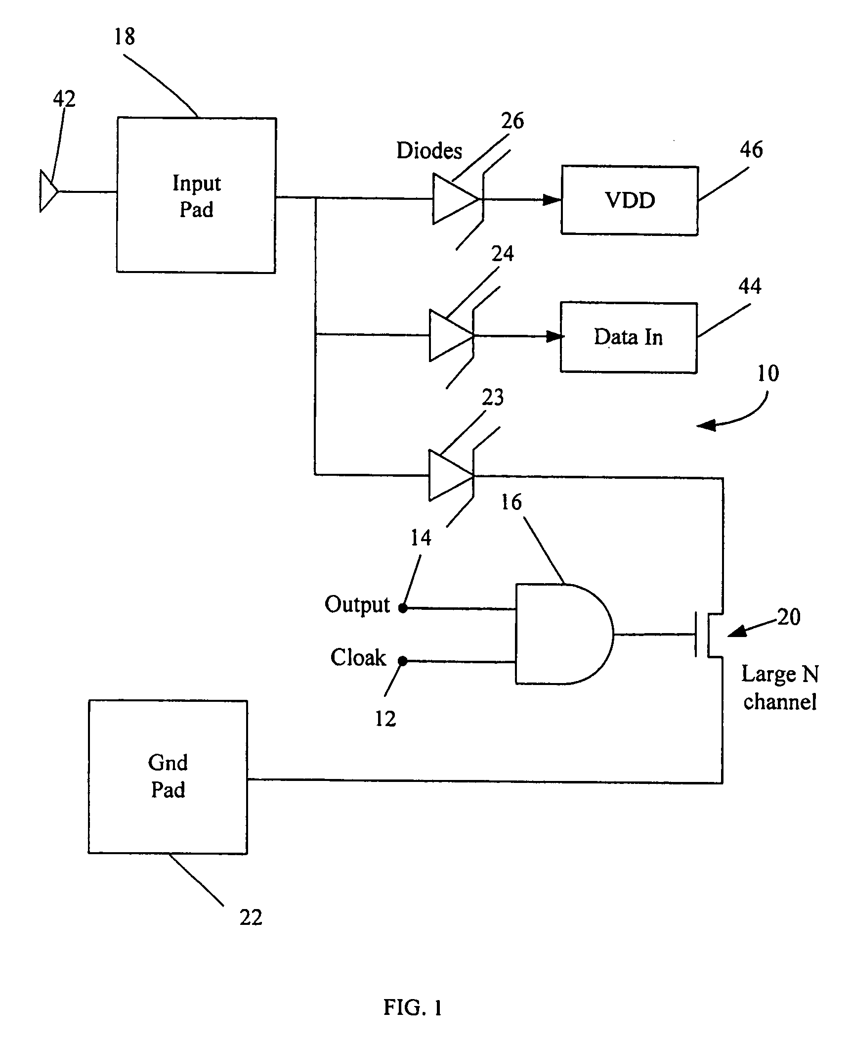 Selective cloaking circuit for use in radio frequency identification and method of cloaking RFID tags