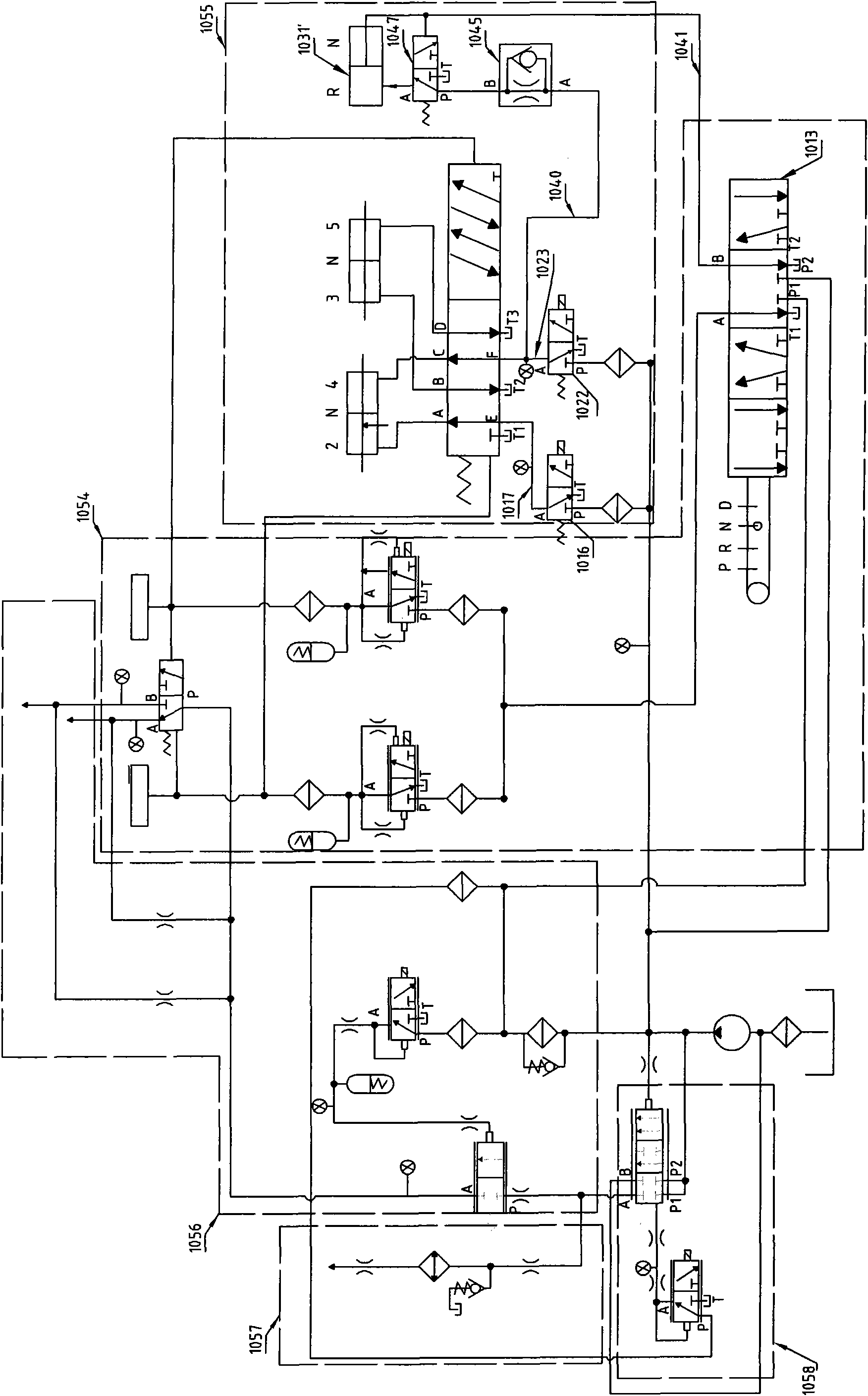 Hydraulic control system of automatic dual-clutch transmission