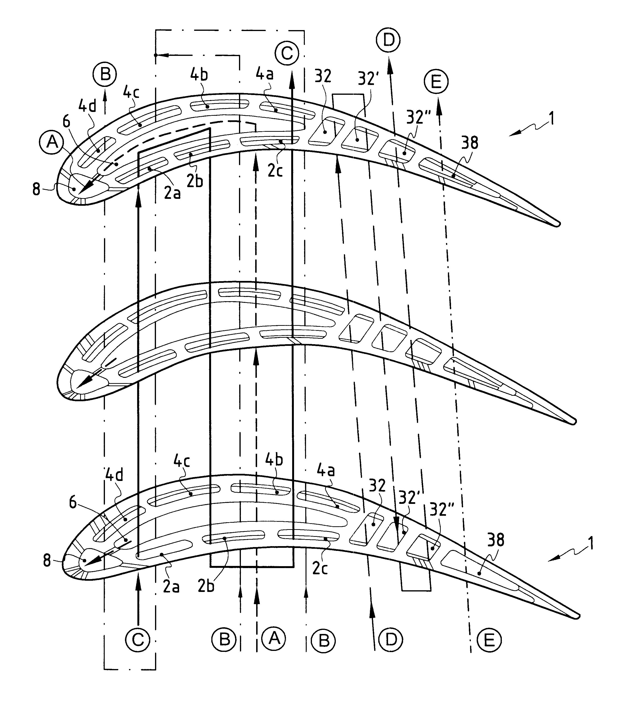 Gas turbine blade cooling circuits